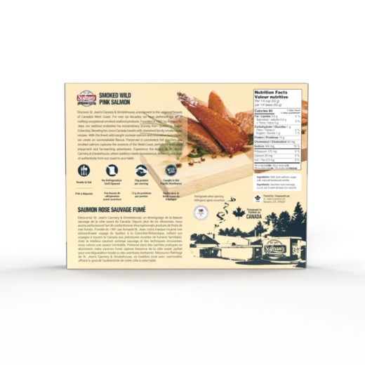 Smoked Wild Pink salmon in a gift box - back