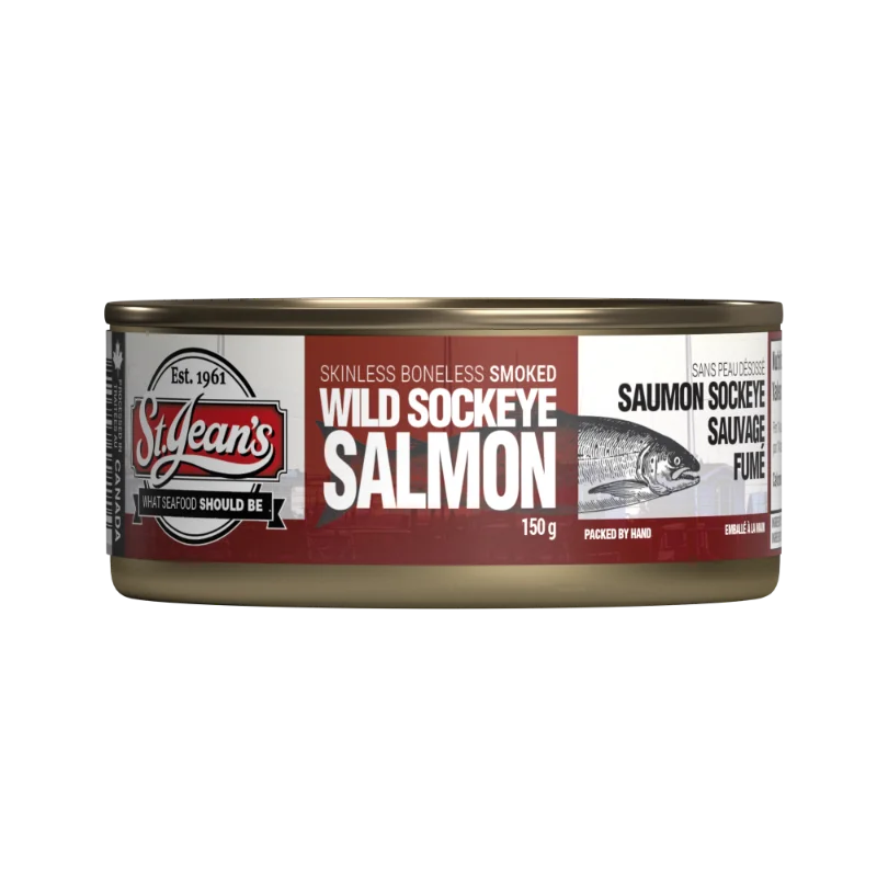 St Jean's Canned Smoked Wild Sockeye Salmon 150 g