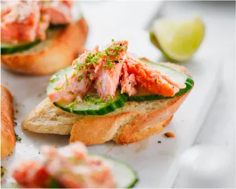 Canned salmon on toast with cucumber
