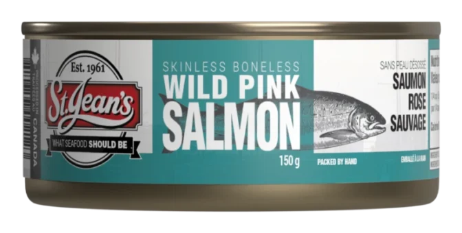 St Jean's Canned Wild Pink Salmon - Skinless Boneless 150 g