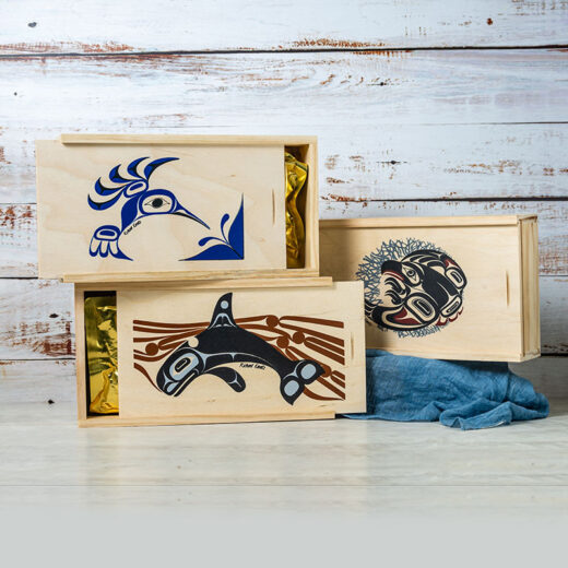 Small Wooden Gift Box with Smoked Salmon
